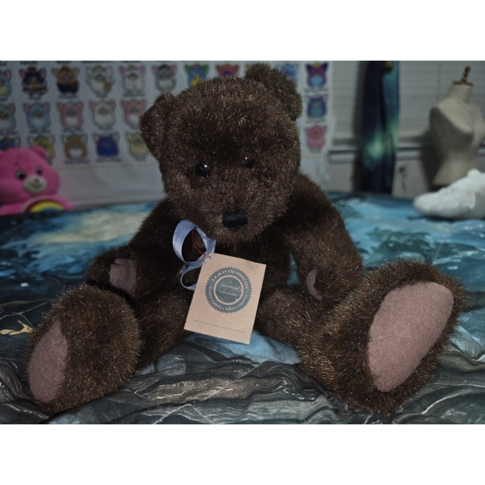 Vintage 1990s Boyds Bears JB Bean & Associates Plush Beanbag Bear 14in Brown